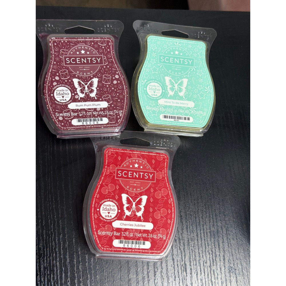 Scentsy Holiday Bundle Rum Pum Plum Cherries Jubilee Mint To Be Merry 3pk